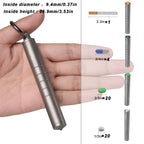 TISUR Small Travel Pill Box,Titanium Keychain Pill Holder Pill Case,Vitamin Organizer Metal Storage Pill Bottle Tube Container M