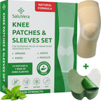 SaluVera Warming Herbal Knee Patches with 2 Compression Sleeves - Self-Heating Relief Patches for Men & Women, Natural Ingredien
