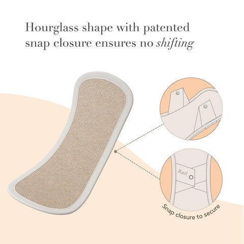 Rael Reusable Panty Liners Menstrual, Organic Cotton Cover - Postpartum Essential, Cloth Panty Liners for Women, Soft and Thin, 
