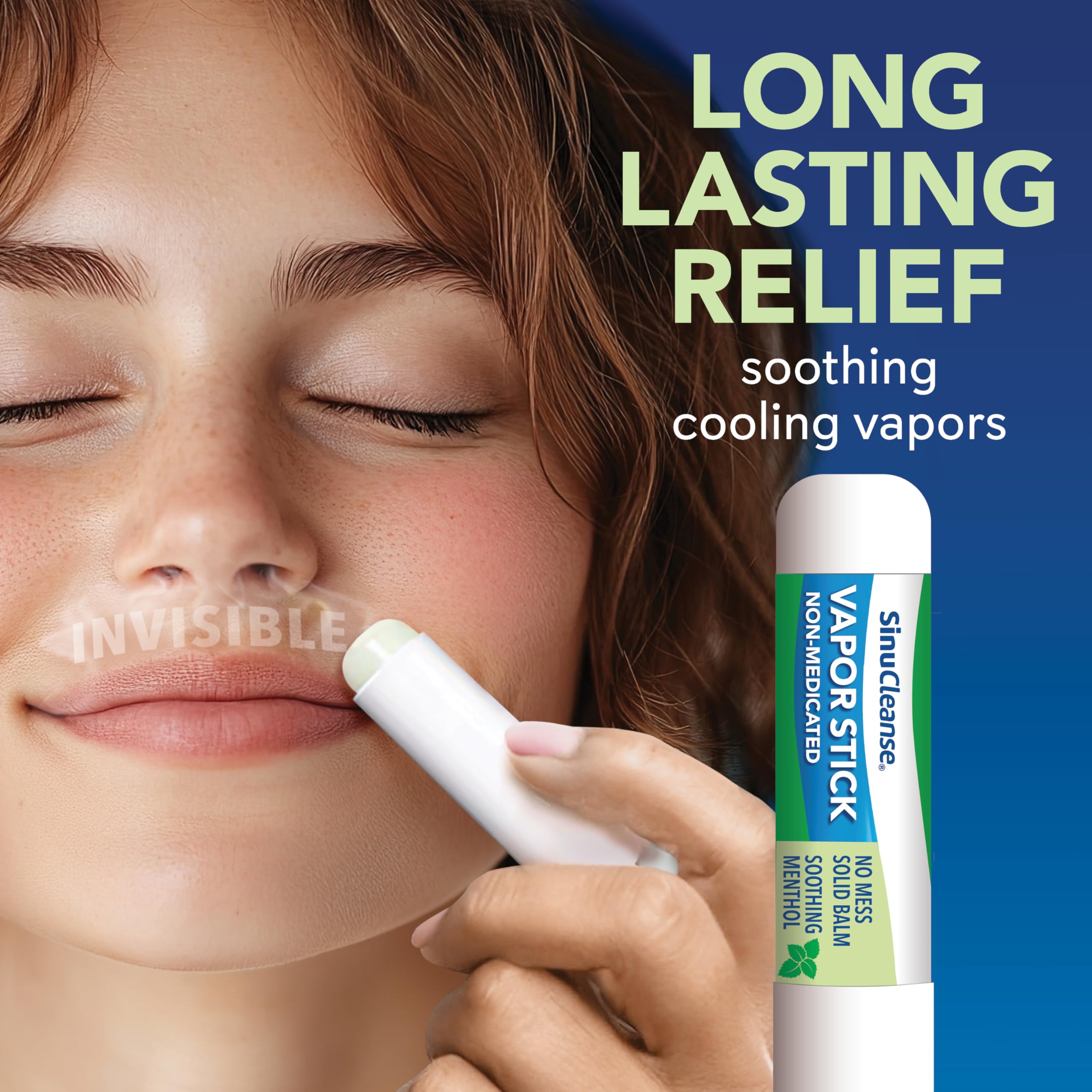 SinuCleanse Vapor Stick, Solid Balm - Portable, Non-Medicated, Soothing Vapors. No Mess, Quick Dry, Moisturizing Formula, 0.11 O