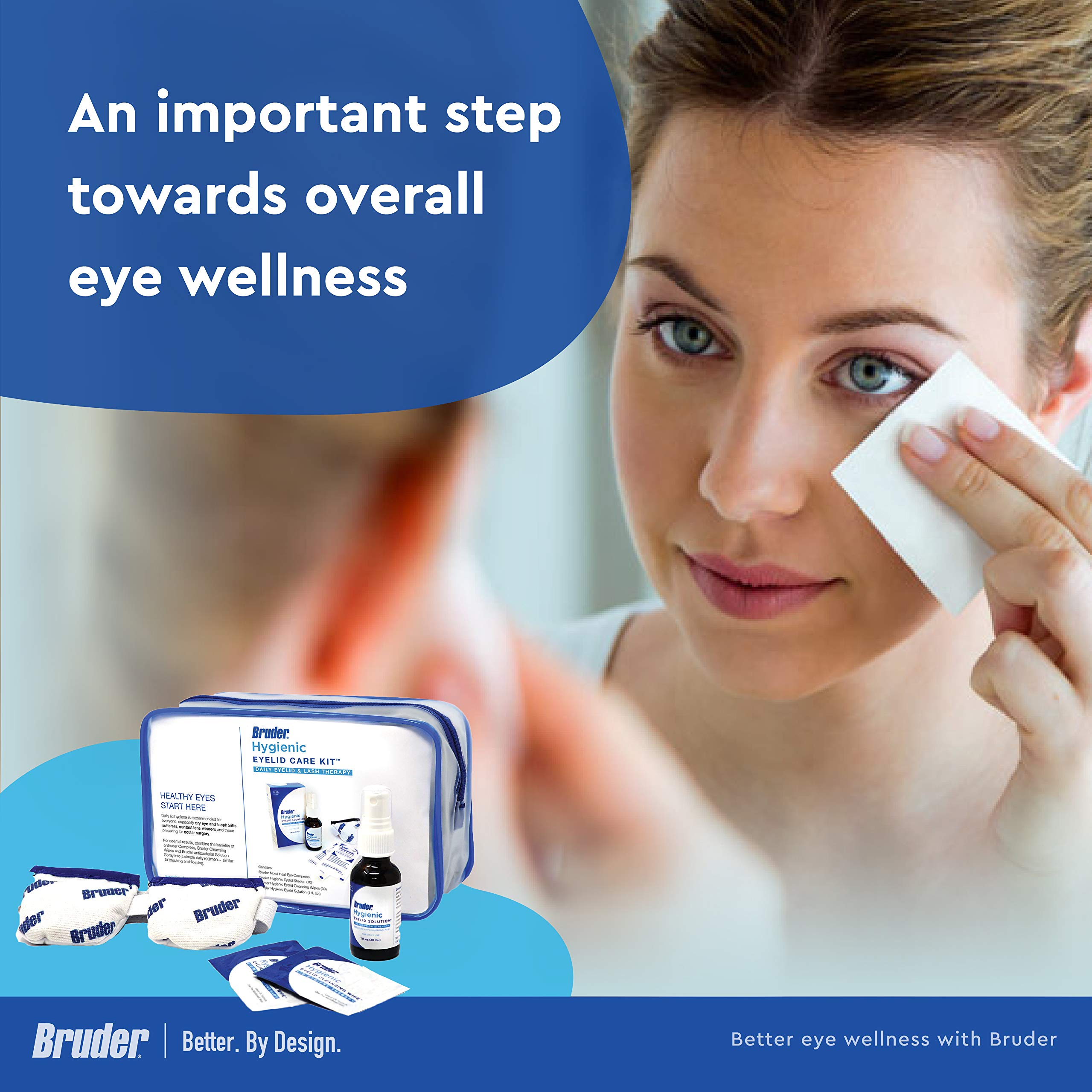 Bruder Hygienic Eyelid Care Kit - Moist Heat Eye Compress Mask, Eyelid Cleansing Wipes & Spray - Soothe Dry Eyes & Improve Healt