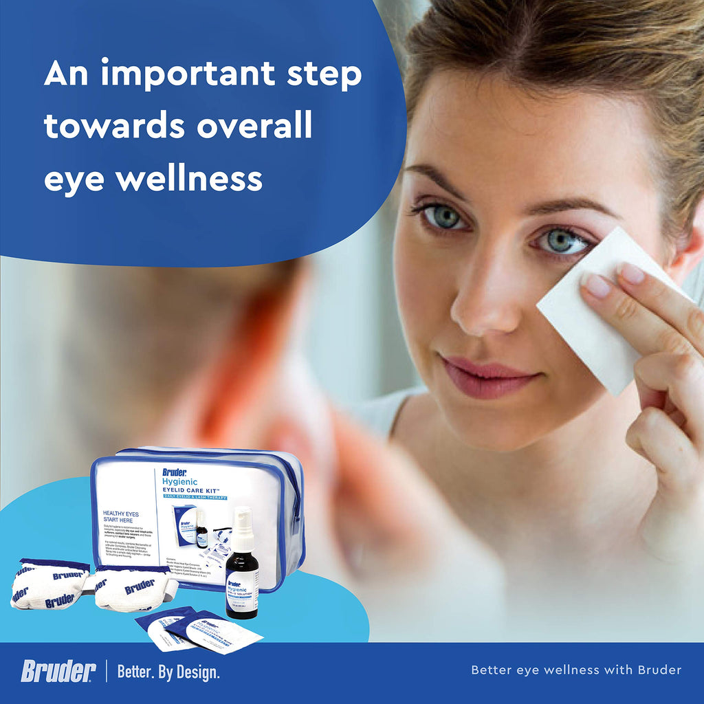 Bruder Hygienic Eyelid Care Kit - Moist Heat Eye Compress Mask, Eyelid Cleansing Wipes & Spray - Soothe Dry Eyes & Improve Healt