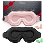 BeeVines Sleep Mask, 2 Pack 3D Contoured Sleeping Eye Masks for Lash Extensions, Night Molded Mask with Adjustable Strap, Eye Sh
