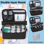 WELIDAY 2 Layers Medicine Storage Organizer Bag with Portable Pouch, Pill Bottle Organizer Case for Pills, Vitamin, Fish Oil, Lo