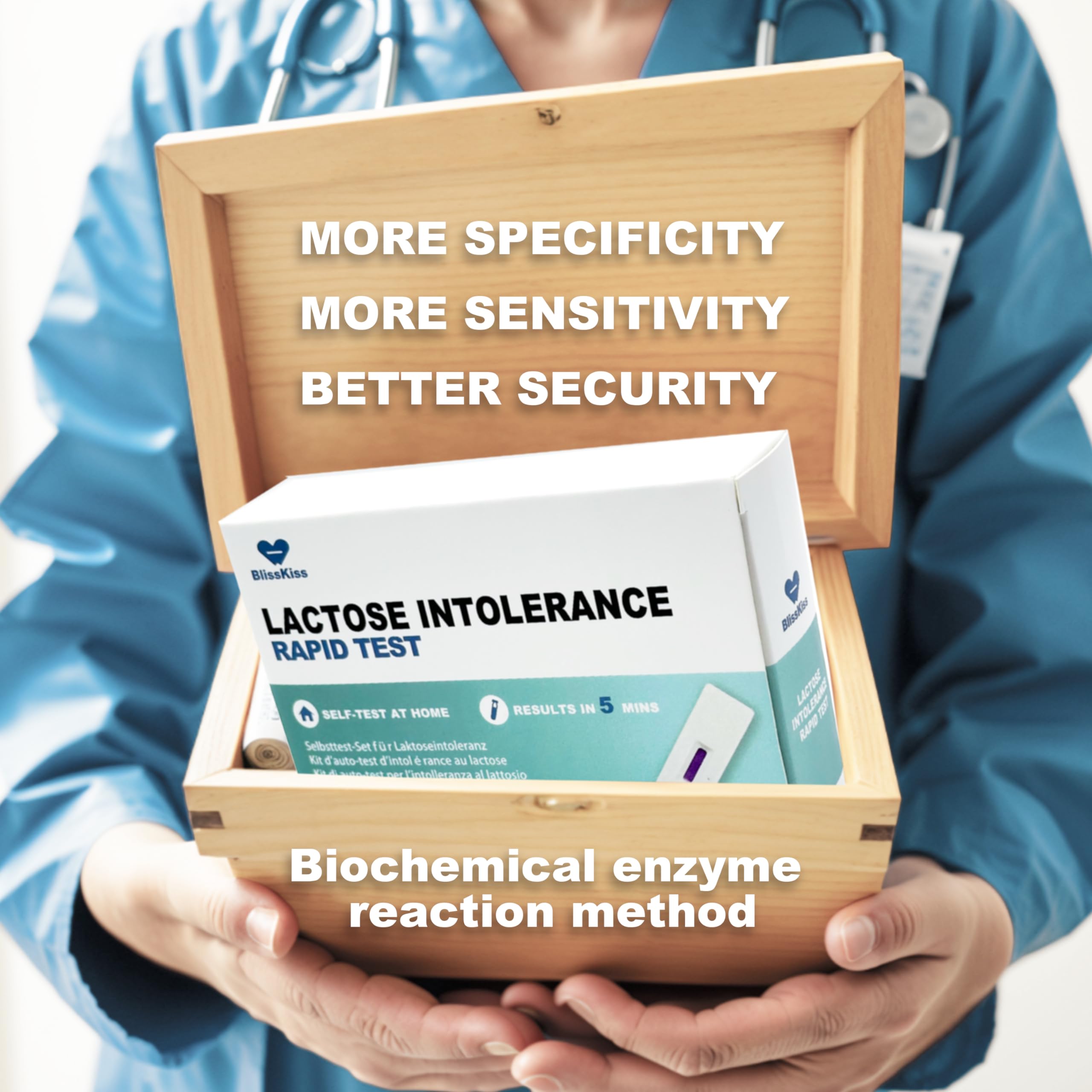 BlissKiss Lactose Intolerance Test Kit - Quick, Accurate Home Self-Test Kit for Infants & Adults, Includes Multi-Language Instru