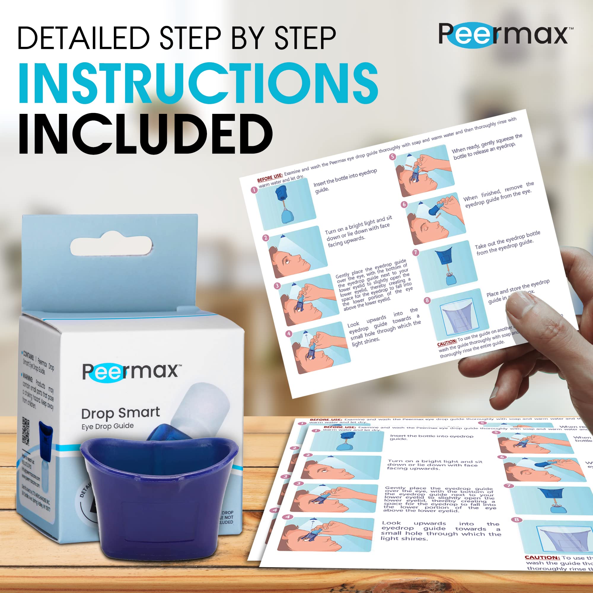 Peermax Drop Smart Eye Drop Guide FDA Registered | Dispenser Aids for Eyedrop | Eye Dropper Cup for Most Eyes Drops Medicine Bot