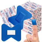 Geiserailie 120 Pcs Food Service Blue Detectable Bandage Woven Fingertip Waterproof Flexible Bandages Non-Stick Pad Latex Free C