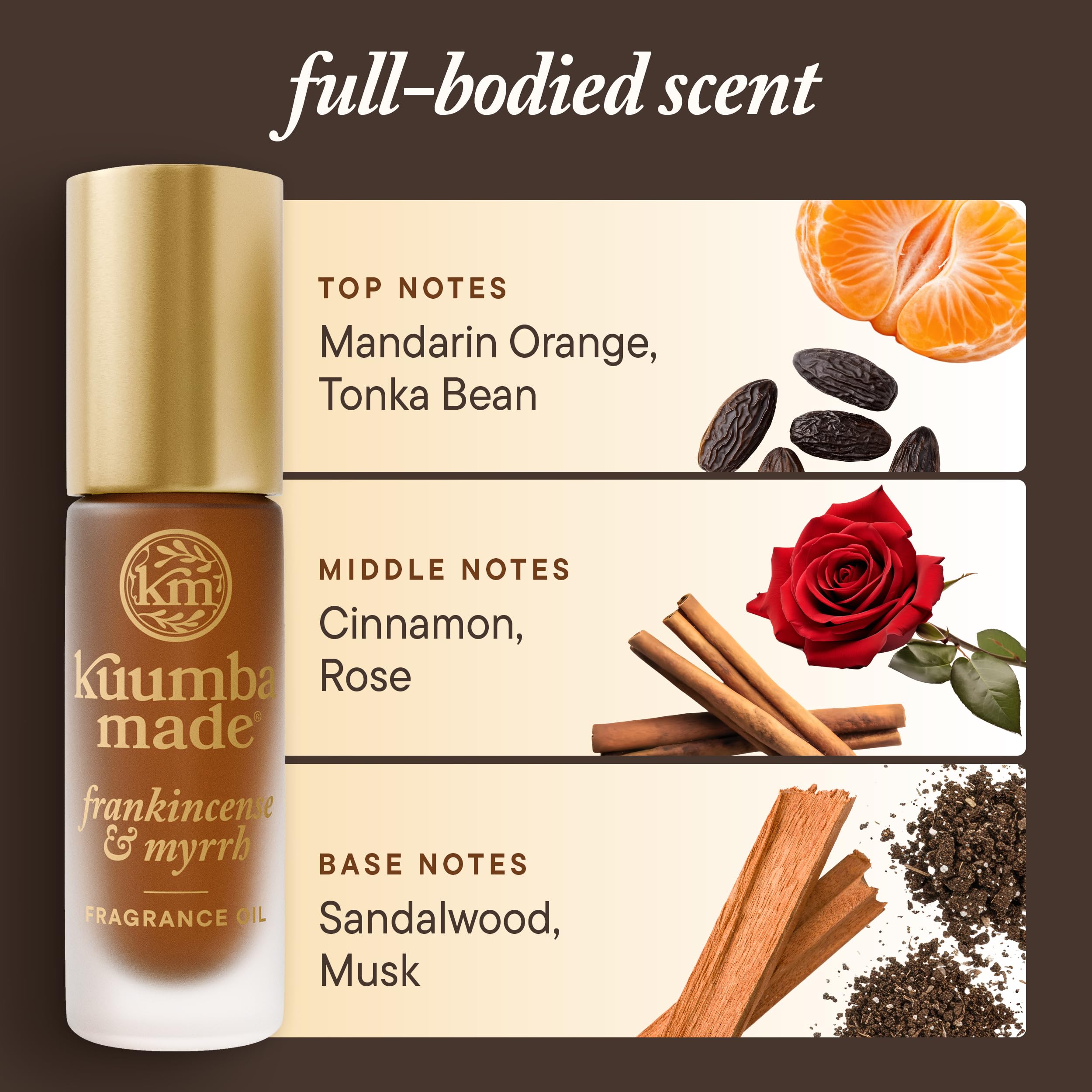 Kuumba Made Frankincense & Myrrh Fragrance Oil, Long-Lasting Small-Batch Perfume Roller, Vegan, Alcohol-Free, 0.15 Fl Oz