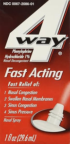 4Way Fast Acting Nasal Spray for Adults and Children 12+, Sinus Congestion Relief and Nasal Congestion Relief Nasal Spray - 1 Fl