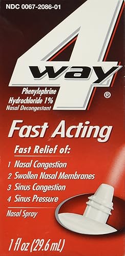 4Way Fast Acting Nasal Spray for Adults and Children 12+, Sinus Congestion Relief and Nasal Congestion Relief Nasal Spray - 1 Fl