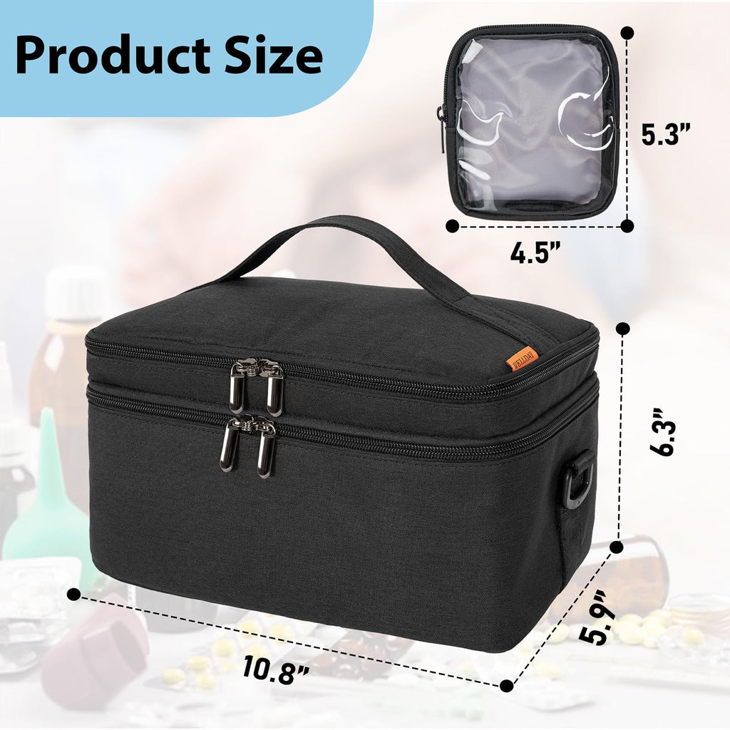 WELIDAY 2 Layers Medicine Storage Organizer Bag with Portable Pouch, Pill Bottle Organizer Case for Pills, Vitamin, Fish Oil, Lo
