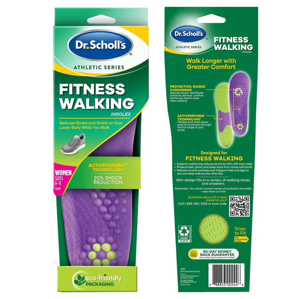 Dr. Scholl s Athletic Series Fitness Walking Insoles, Womens Size 6-11, 1 PairMen s 8-14 1 Pair