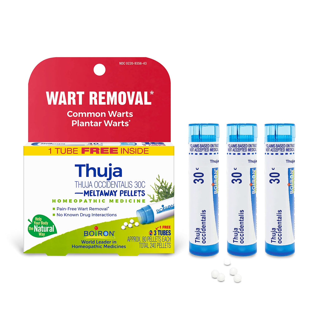 Boiron Thuja Occidentalis 30C Wart Removal Homeopathic Medicine for Painless Removal of Warts from Plantar (Feet), Hands, and Ot