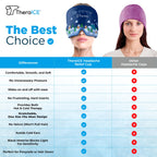 TheraICE Migraine Relief Cap, Cooling Gel Hat, Soothing Headache Ice Pack Mask Products, Face Cold Compress Head Wrap for Tensio