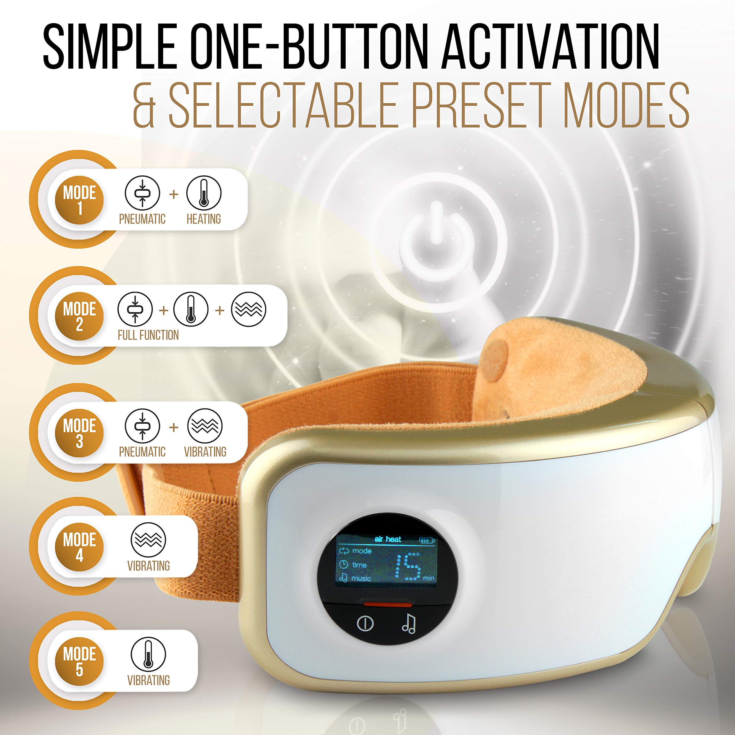 SereneLife Smart Eye Massager with Heat and Compression, Vibration, Music, Wireless Heated Mask for Migraines and Stress Therapy