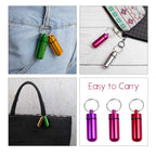 AUEAR, 15 Pack Mini Pill Box Keychain Waterproof Aluminum Container Tube for Outdoor Camping Travel