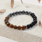 TUBIANCA Triple Protection Tiger Eye, Black Tourmaline, and Hematite Bracelet, Strength, Protection & Balance for Men & Women, G