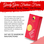 Gaudy Guru Double Sided Tape for Fashion, Clothing & Body (108 Strip Pack) | All Day Strength Tape Adhesive, Gentle on Skin & Fa