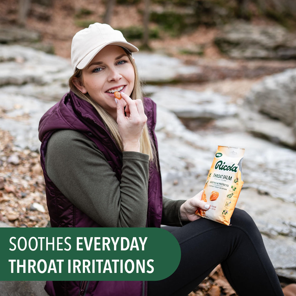 Ricola Throat Balm Caramel Throat Drops with Liquid Center, 34 Count, Coat & Protect Your Throat, Daily Throat Relief & Protecti