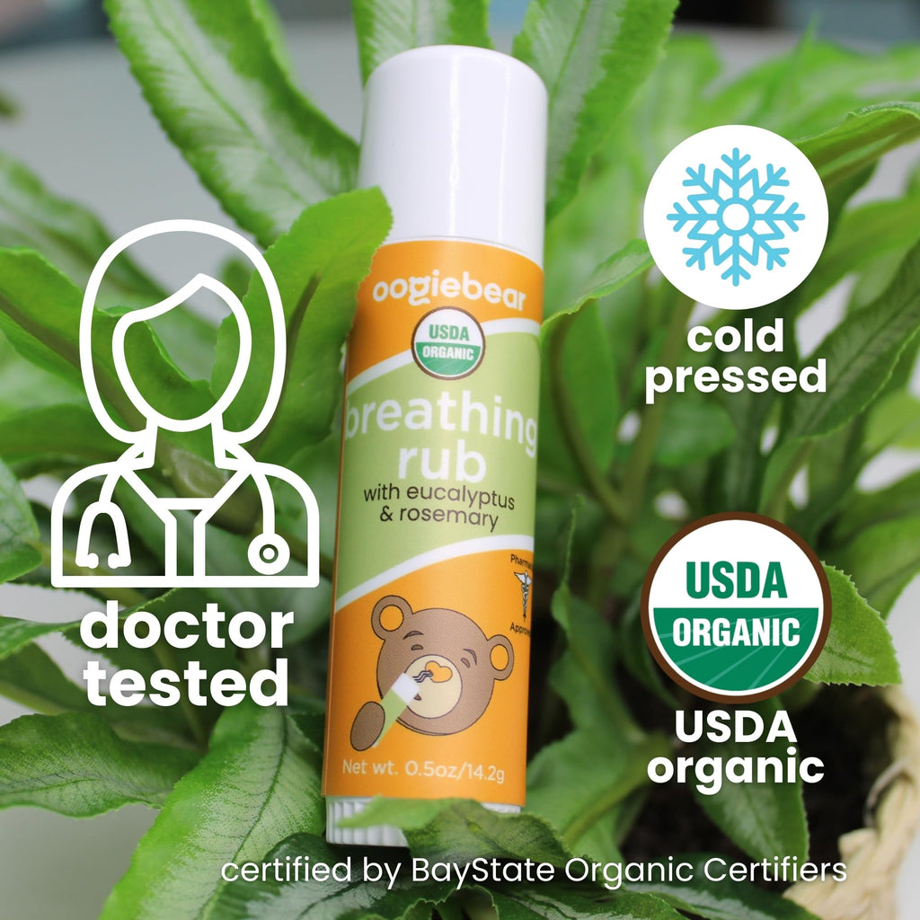 oogiebear Baby Breathing Rub, Made with Naturally Soothing Eucalyptus & Rosemary, USDA Organic Safe for Babies 3 Months & Older,