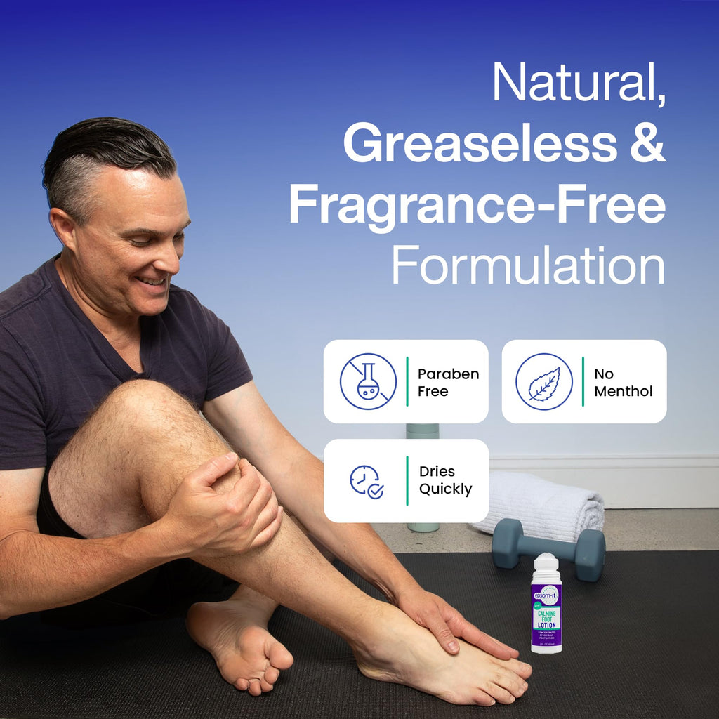 EPSOM-IT Calming Foot Lotion - Roll On Magnesium Sulfate Lotion for Tired Feet & Ankles, Topical Epsom Salt with Urea, Soften To