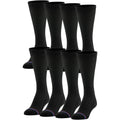 MediPEDS 8 Pair Diabetic Crew Socks with Non-Binding Top, Black, Shoe Size: Men 6-9 / Women 7-10