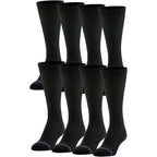 MediPEDS 8 Pair Diabetic Crew Socks with Non-Binding Top, Black, Shoe Size: Men 6-9 / Women 7-10