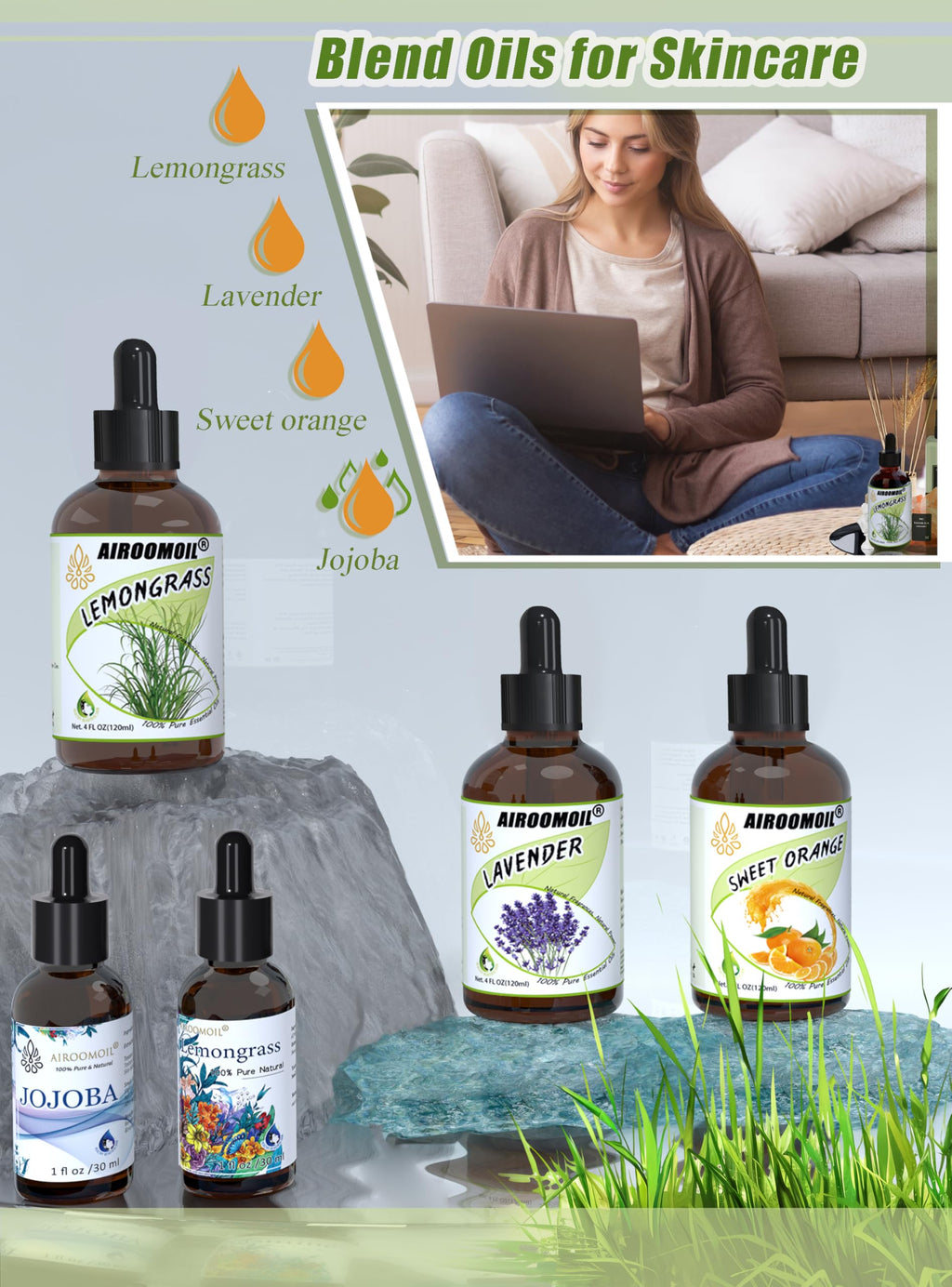 Pure Lemongrass Essential Oil Citrus Aromatherapy Natural for Hair Home Body Skin Energizing Diffuser Oils 4 Fl Oz