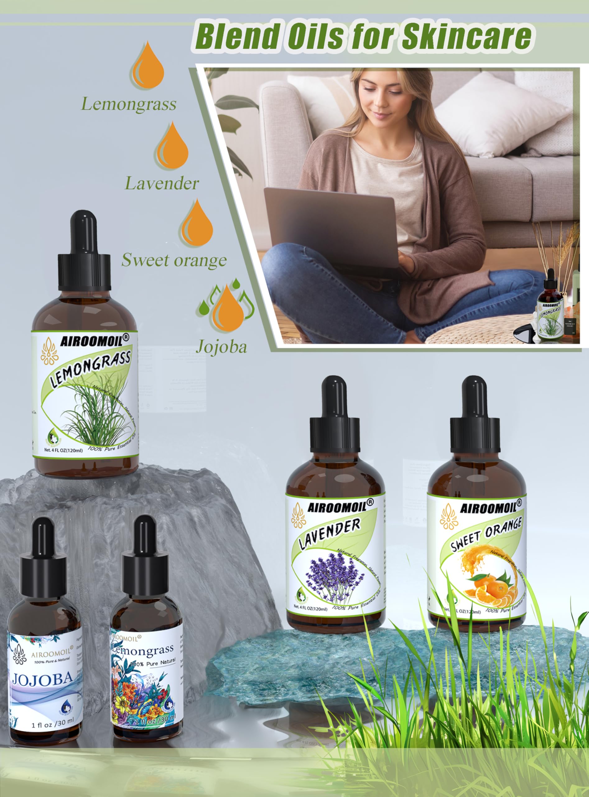 Pure Lemongrass Essential Oil Citrus Aromatherapy Natural for Hair Home Body Skin Energizing Diffuser Oils 4 Fl Oz