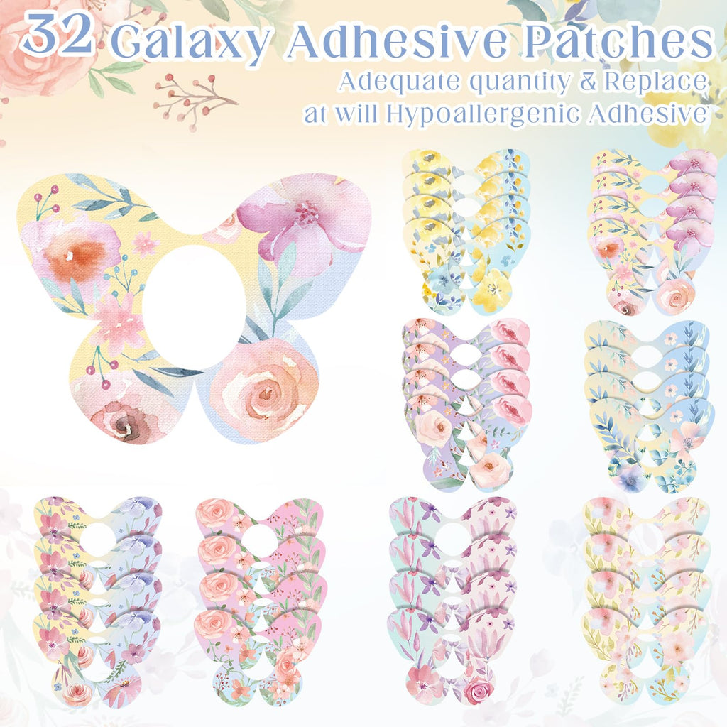 Geiserailie 32 Pack Adhesive Patches, Compatible with Dexcom G7, CGM Patches, Butterfly Tape Stickers, Sensor Covers, Waterproof