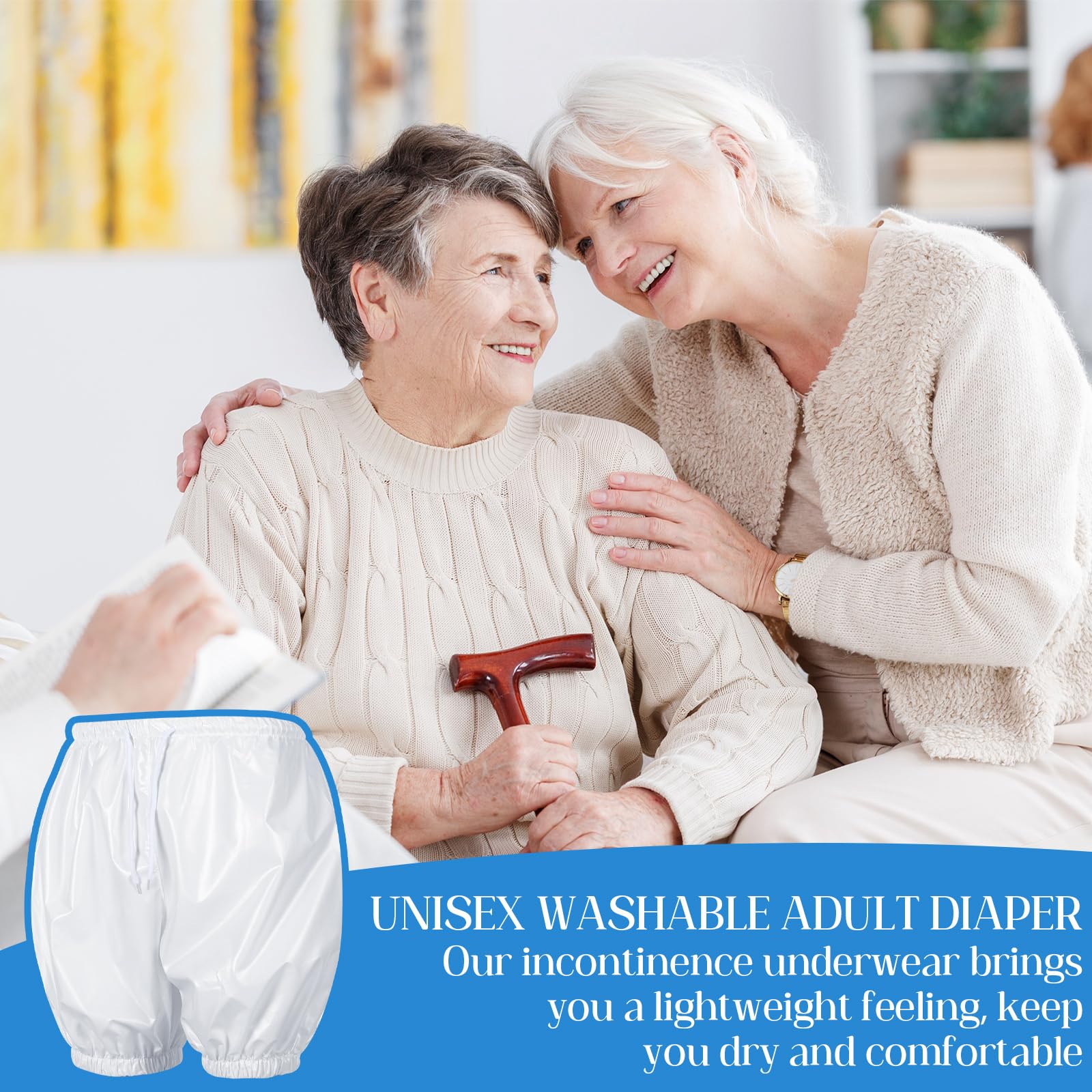 Nuanchu 2 Pcs Unisex Washable Adult Diaper Cover Reusable Leakproof Incontinence Underpants for Incontinence Supplies(L Size)