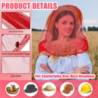Hestya 4 Pack Mosquito Face Mesh Net Protecting Net for Outdoor Hiking Camping Climbing Mosquito Fly Insects Preventing (Red)