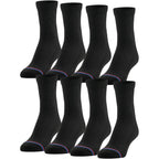 MediPEDS Quarter Socks with Non-Binding Top and Cushion, Multipairs, Black (8-Pairs), Shoe Size: Men's 7-12 Women's 10-13
