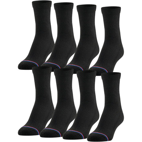 MediPEDS Quarter Socks with Non-Binding Top and Cushion, Multipairs, Black (8-Pairs), Shoe Size: Men's 7-12 Women's 10-13