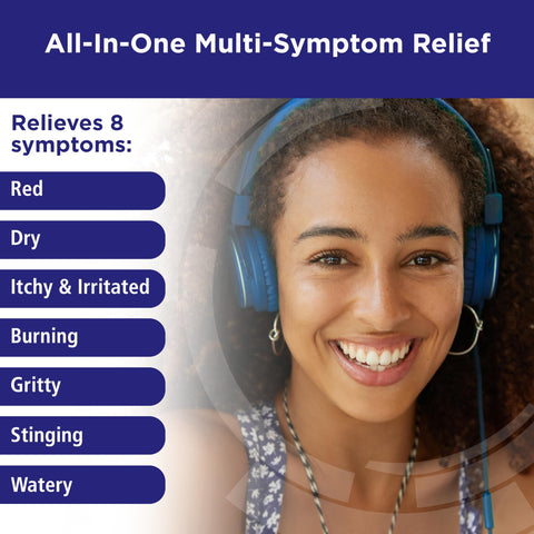 Rohto All-in-One Multi-Symptom Cooling Eye Drops, All-in-One Astringent, Lubricant & Redness Reliever Eye Drops for Irritated, D
