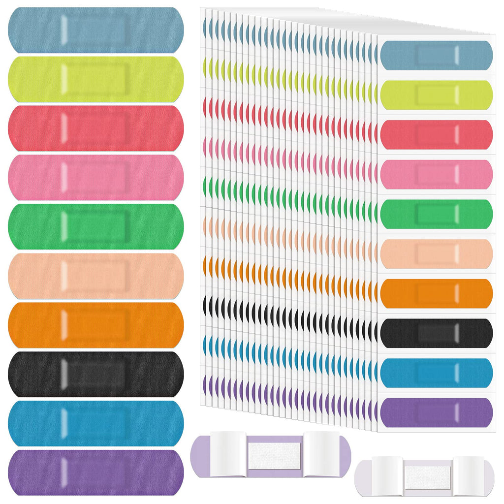 Jetec Flexible Fabric Adhesive Bandages Bulk Colorful Cloth Bandages 10 Colors Flexible Protection & Wound Care Fingertip Slight