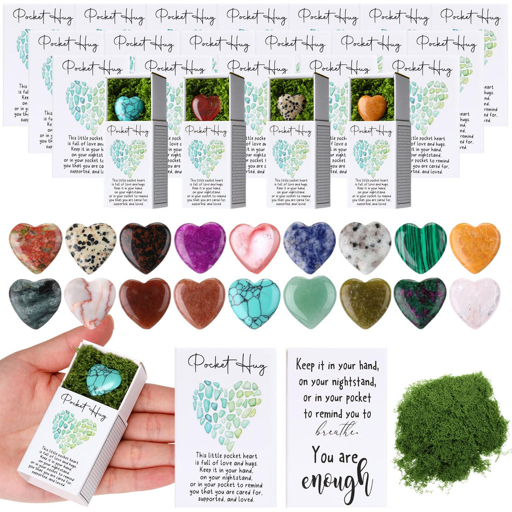 Motipuns 36 Sets Pocket Hug Token Bulk Heart Natural Stones Heart Emotional Support Inspirational Bulk Gifts Positive Thank You 