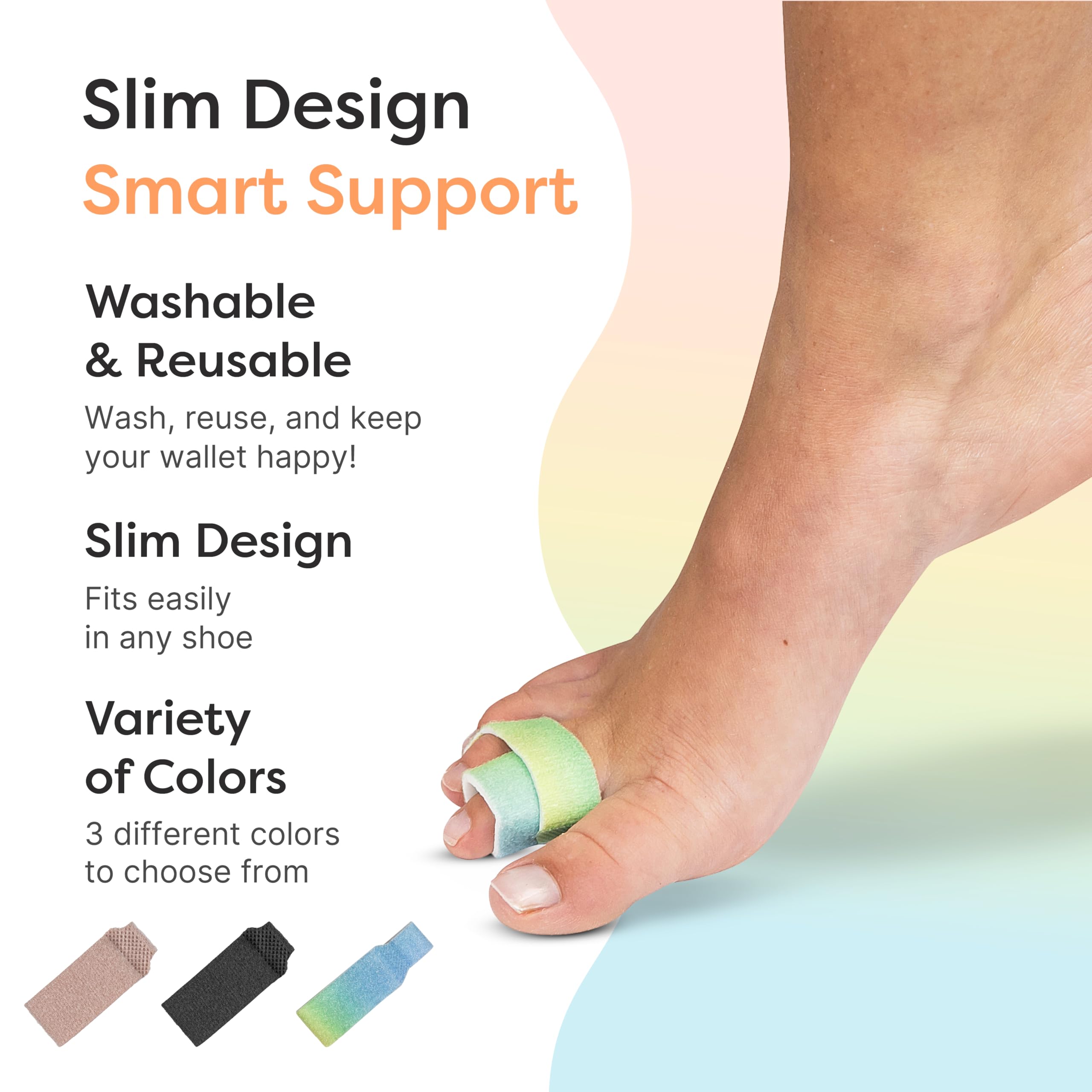 ZenToes Hammer Toe Corrector for Women & Men - Reusable Fabric Buddy Wraps for Broken Toes - Cushioned Toe Splint for Protection
