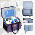 LUXJA 2 Layers Medicine Bag with Detachable Divider, Pill Bottle Organizer Suitable for Home or Travel Use, Purple