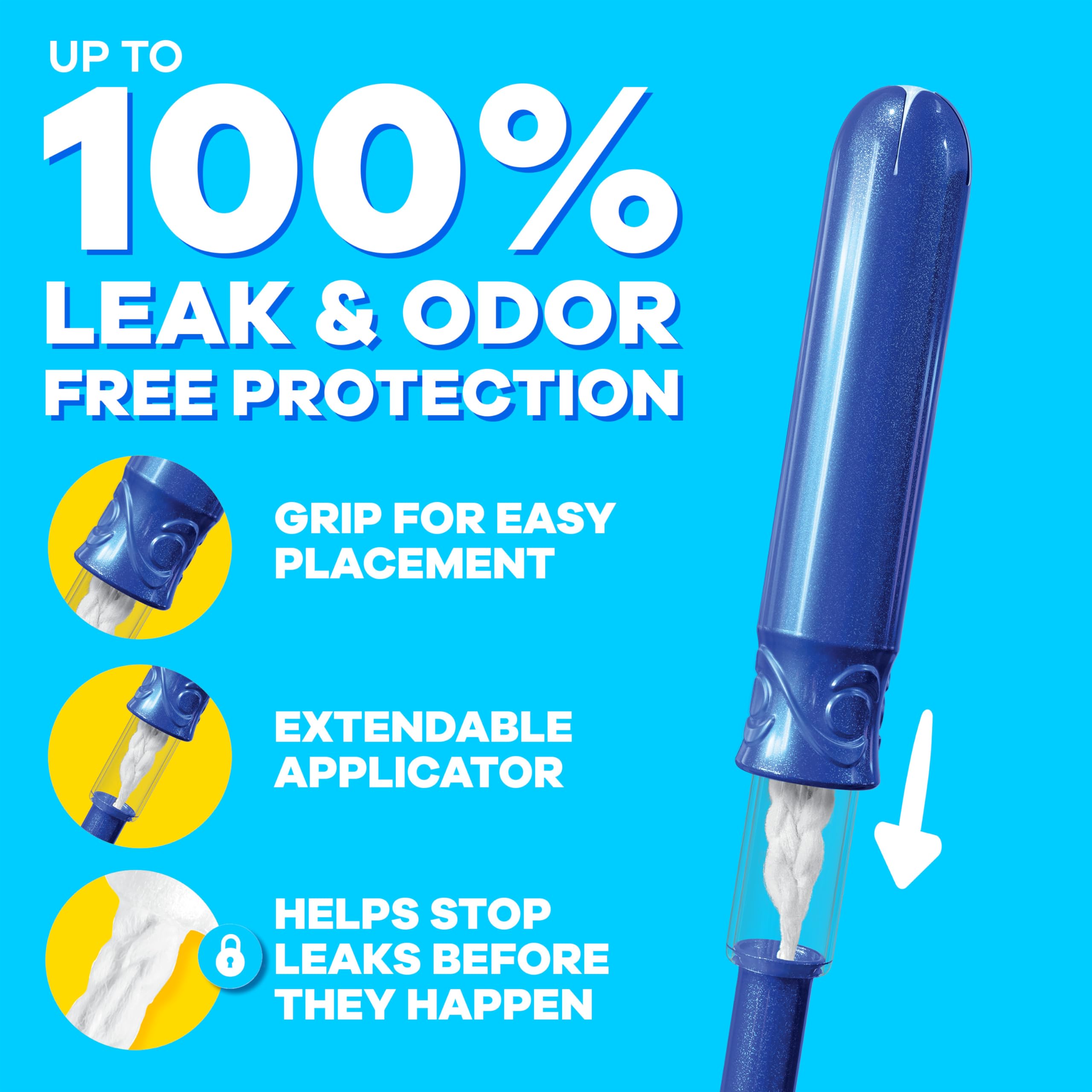 Tampax Compact Pearl Tampons Multipack, with LeakGuard Braid & Extendable Applicator, Regular/Super/Plus Absorbency, Compact Ext
