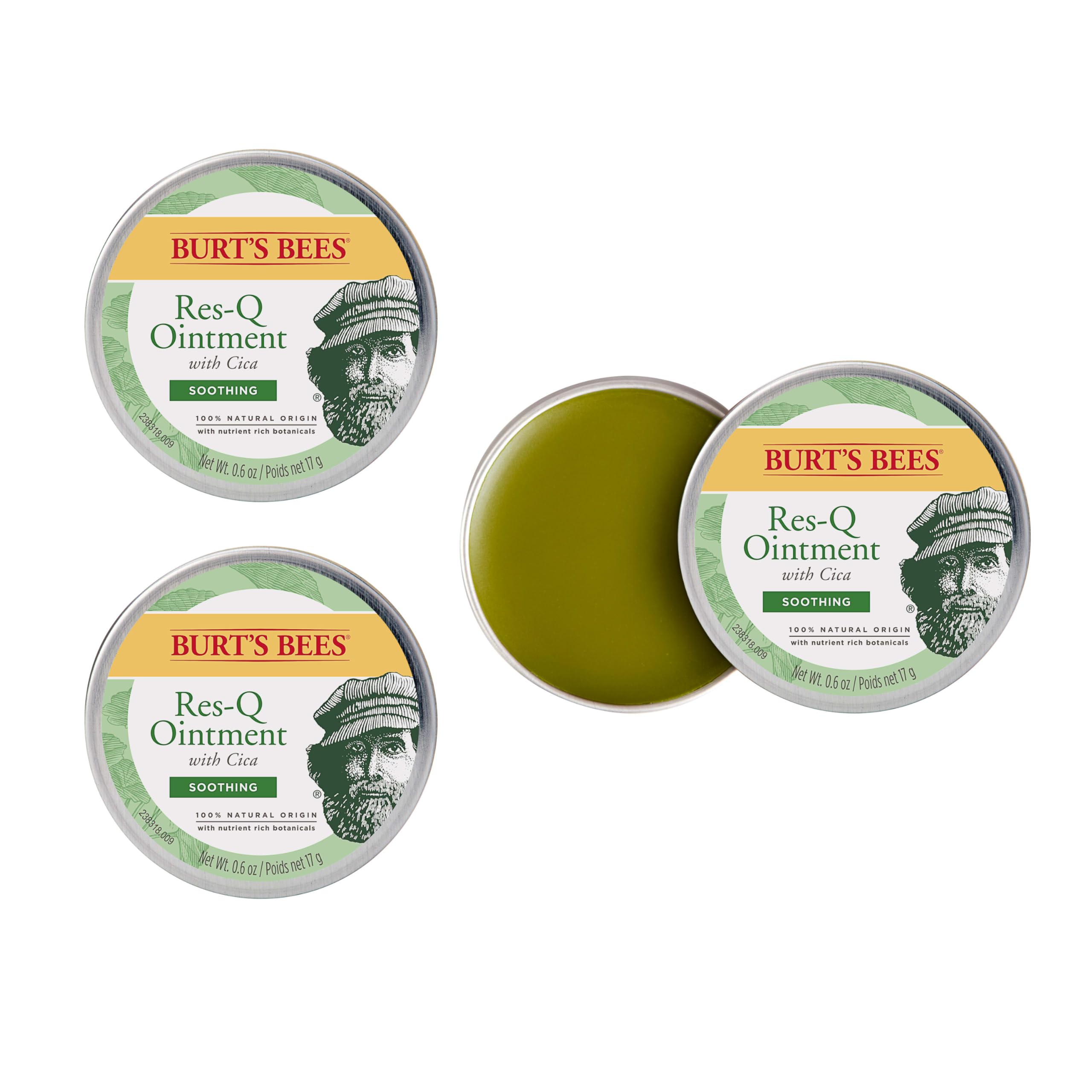 Burts Bees 100% Natural Multipurpose Res-Q Ointment, 0.6 Oz - Pack of 3 (Package May Vary)