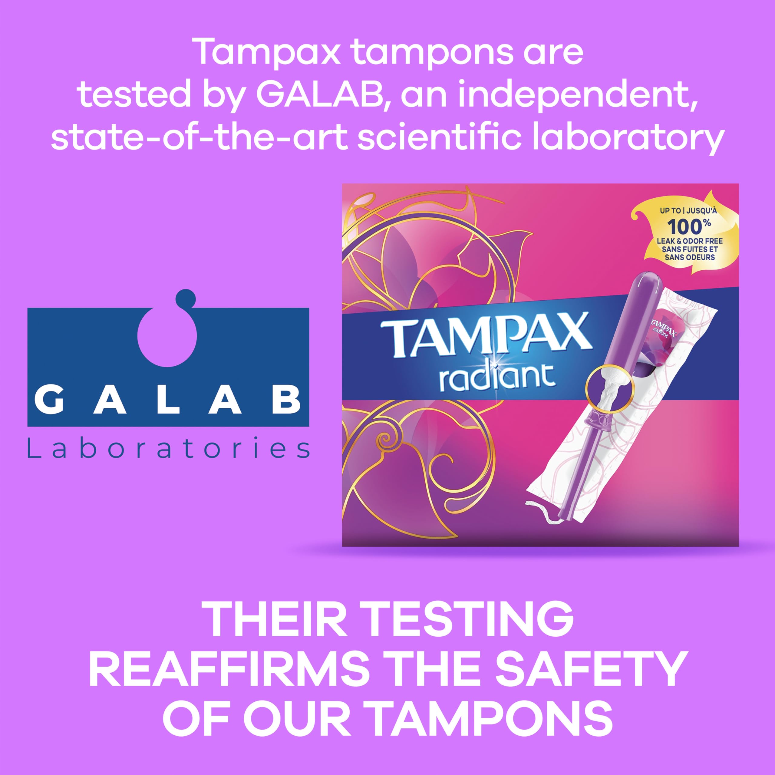 Tampax Radiant Tampons Multipack, Regular/Super/Super Plus Absorbency, With Leakguard Braid, Unscented, 28 Count X 4 Packs (112
