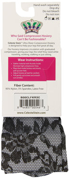 Celeste Stein Therapeutic Compression Socks, 15-0 mmHg, Moderate 1 Pair, Black Bellagio, 1 Pair