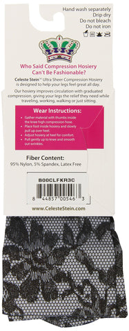 Celeste Stein Therapeutic Compression Socks, 15-0 mmHg, Moderate 1 Pair, Black Bellagio, 1 Pair