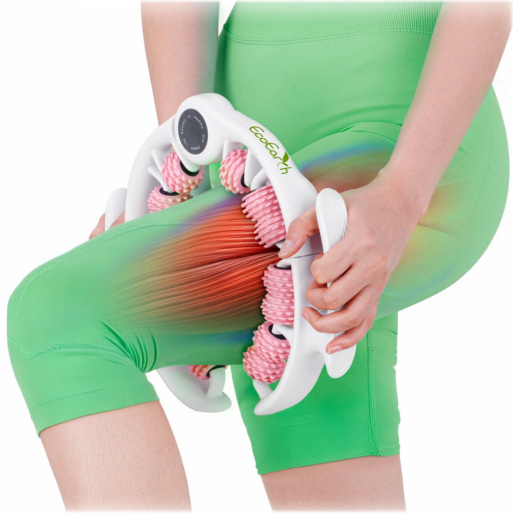 EcoEarth Cellulite Massage Roller - Handheld Fascia Massager with Detachable Handles - Anti Cellulite Tool for Legs, Thighs, But