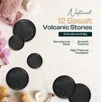 BlissFlow Hot Stones Massage Set with Portable Warmer, 12 Basalt Massage Stones, Hot Rocks Massage Stones, Hot Stone Warmer with