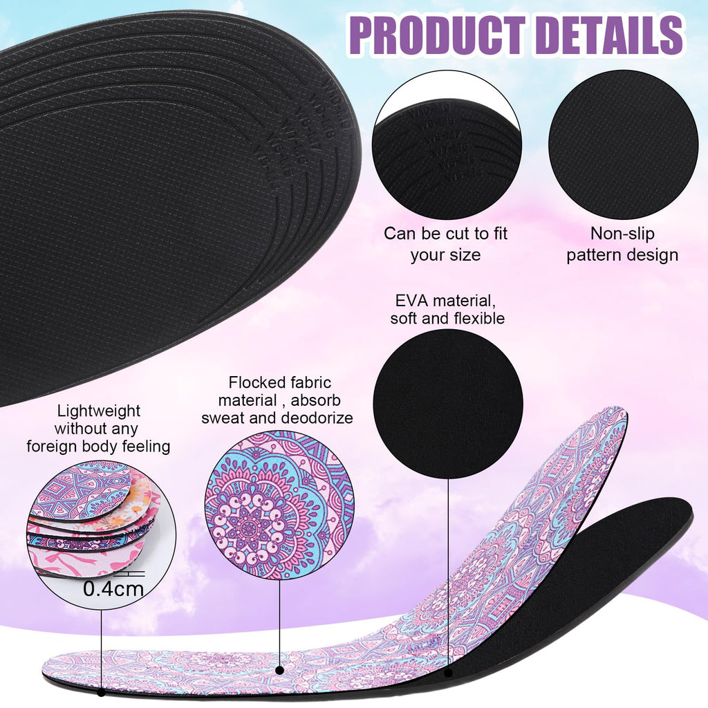 Velmitten 3 Pairs No Show Socks Sockless Shoe Liner Washable Barefoot Shoe Insoles No Slipping Inserts(Fresh Style)