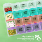 Large Weekly Pill Organizer 4 Times A Day, Moisture-Proof 7 Day Pill Box,Daily Pill Organizer,Travel Pill Cases Portable for Pil