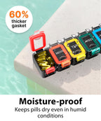 Large Weekly Pill Organizer 2 Times a Day - AM/PM Medicine Organizer with Thick Silicone Seal, Upgraded Secure Locks, Moisture-P