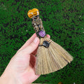 Witch Cinnamon Broom Tiger's Eye Magic Broom - Natural Healing Crystal Witch Broom for Reiki Cleansing Handmade Home & Office De
